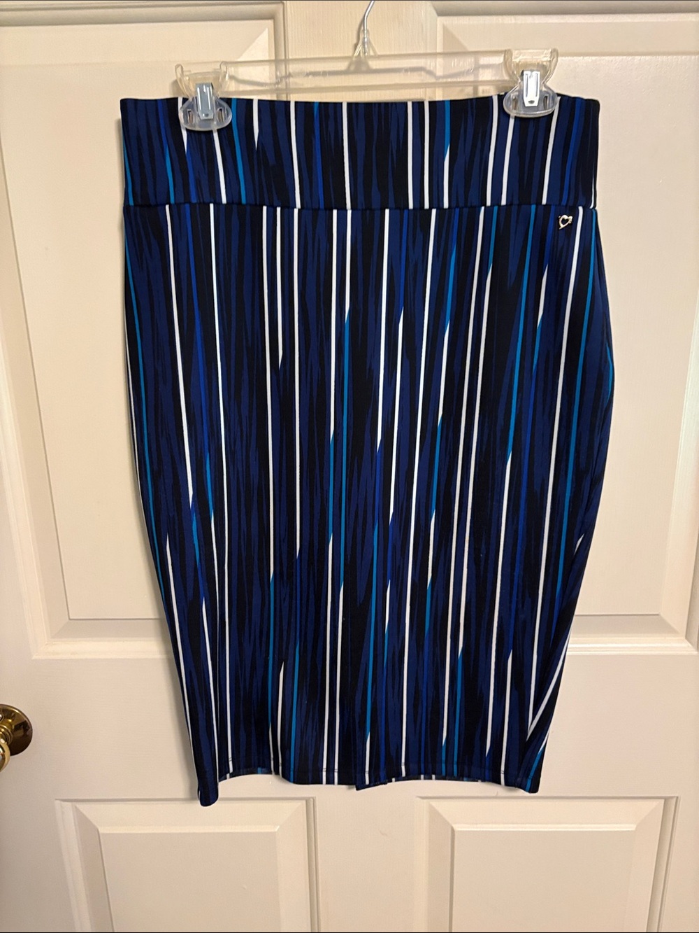 Thalia Sodi Navy, Royal Blue & White Striped Pencil Skirt